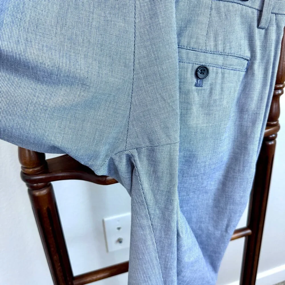Banana Republic Aiden Fit Men’s Dress Pants 32x34 Blue Chambray 100% Cotton